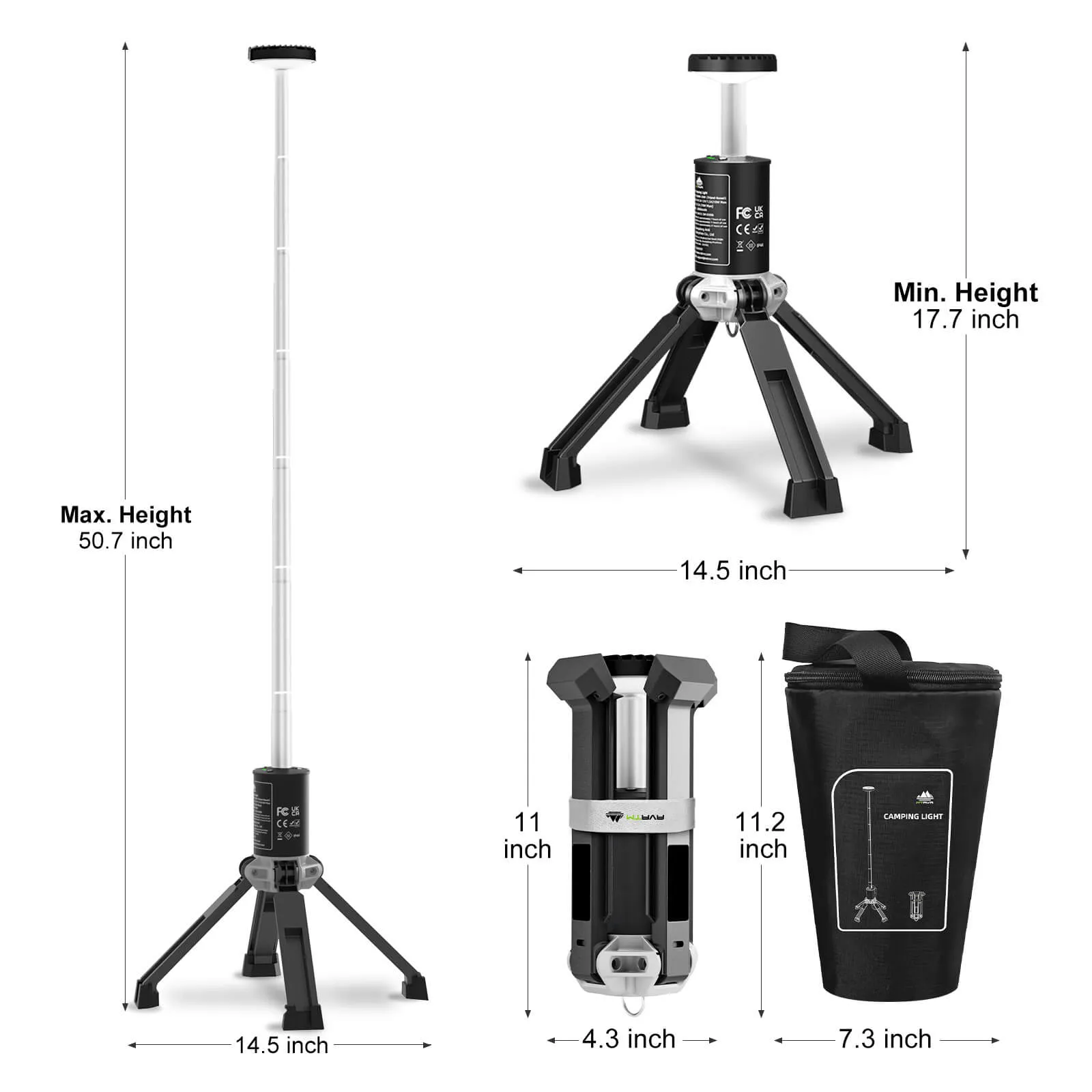 4-Pack: 2xBlack Classic Chairs 1xShort Table 1xLight