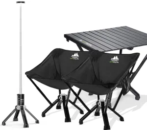 4-Pack: 2xBlack Classic Chairs 1xShort Table 1xLight