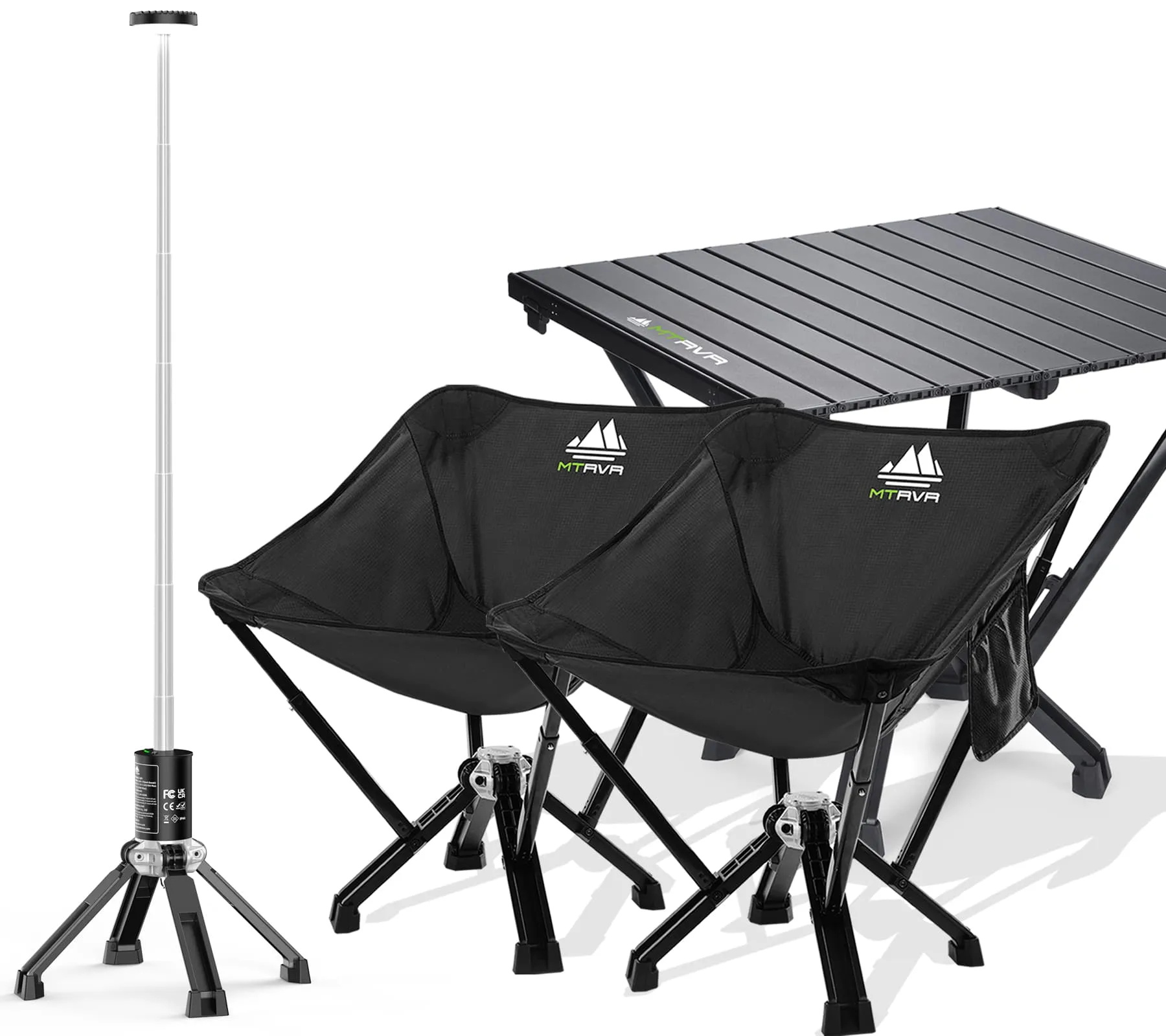 4-Pack: 2xBlack Classic Chairs 1xShort Table 1xLight