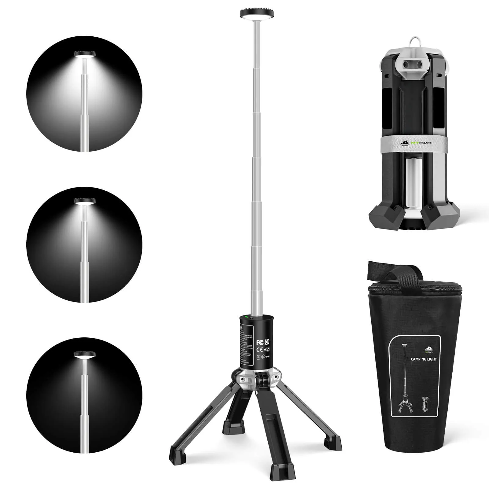 4-Pack: 2xBlack Classic Chairs 1xShort Table 1xLight