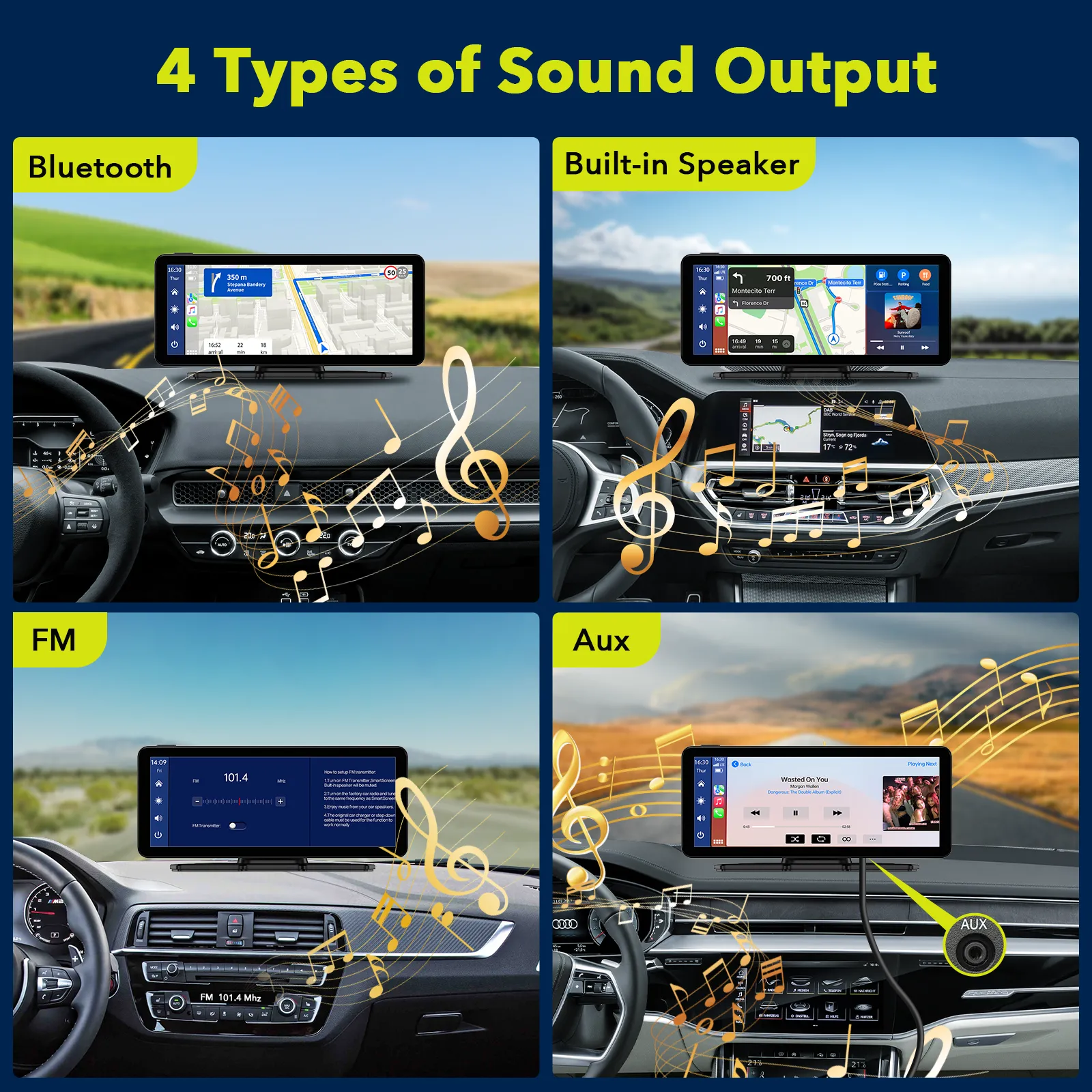6.86'' Car Stereo Wireless Apple Carplay & Android Auto with 2.5K Dash Cam & 1080P Backup Camera, GPS and 64GB Card