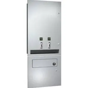 ASI 04684-TM-25 Commercial Restroom Sanitary Napkin/ Tampon Dispenser, 25 Cents, Recessed-Mounted, Stainless Steel
