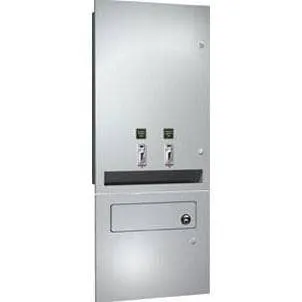 ASI 04684-TM-25 Commercial Restroom Sanitary Napkin/ Tampon Dispenser, 25 Cents, Recessed-Mounted, Stainless Steel