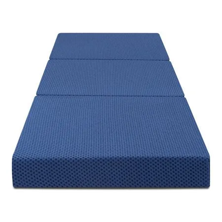 BLUE 4'' Tri Folding Memory Foam Mattress