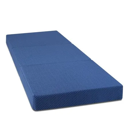 BLUE 4'' Tri Folding Memory Foam Mattress