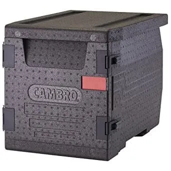 Cambro EPP400110 Black 17 1/4 Wide 24 3/5 High Front Loading EPP Polypropylene Stackable Cam GoBox Insulated Food Pan Carrier For 4 Full Size 4 Deep Pans | Denson CFE