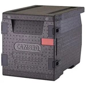 Cambro EPP400110 Black 17 1/4 Wide 24 3/5 High Front Loading EPP Polypropylene Stackable Cam GoBox Insulated Food Pan Carrier For 4 Full Size 4 Deep Pans | Denson CFE