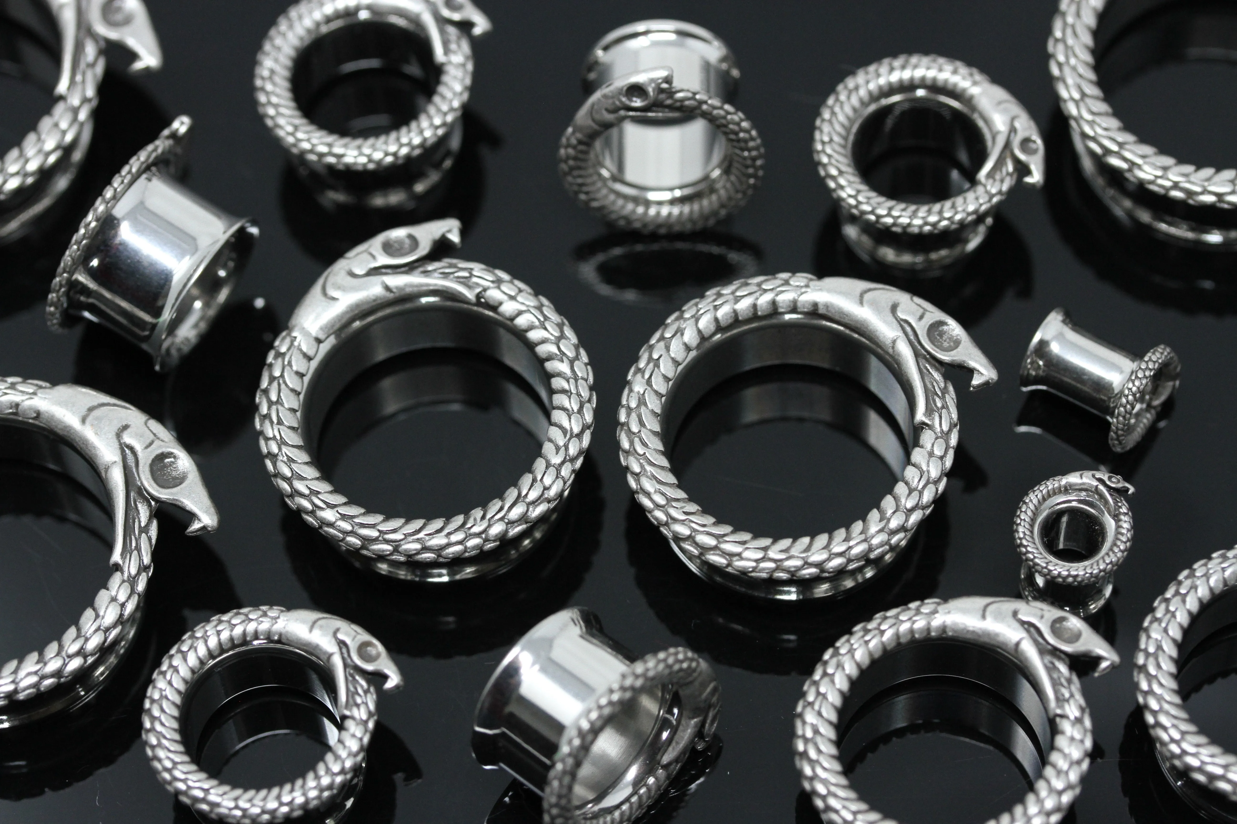 Cannibal Snake Stainless Steel Tunnels (Pair) - PSS76