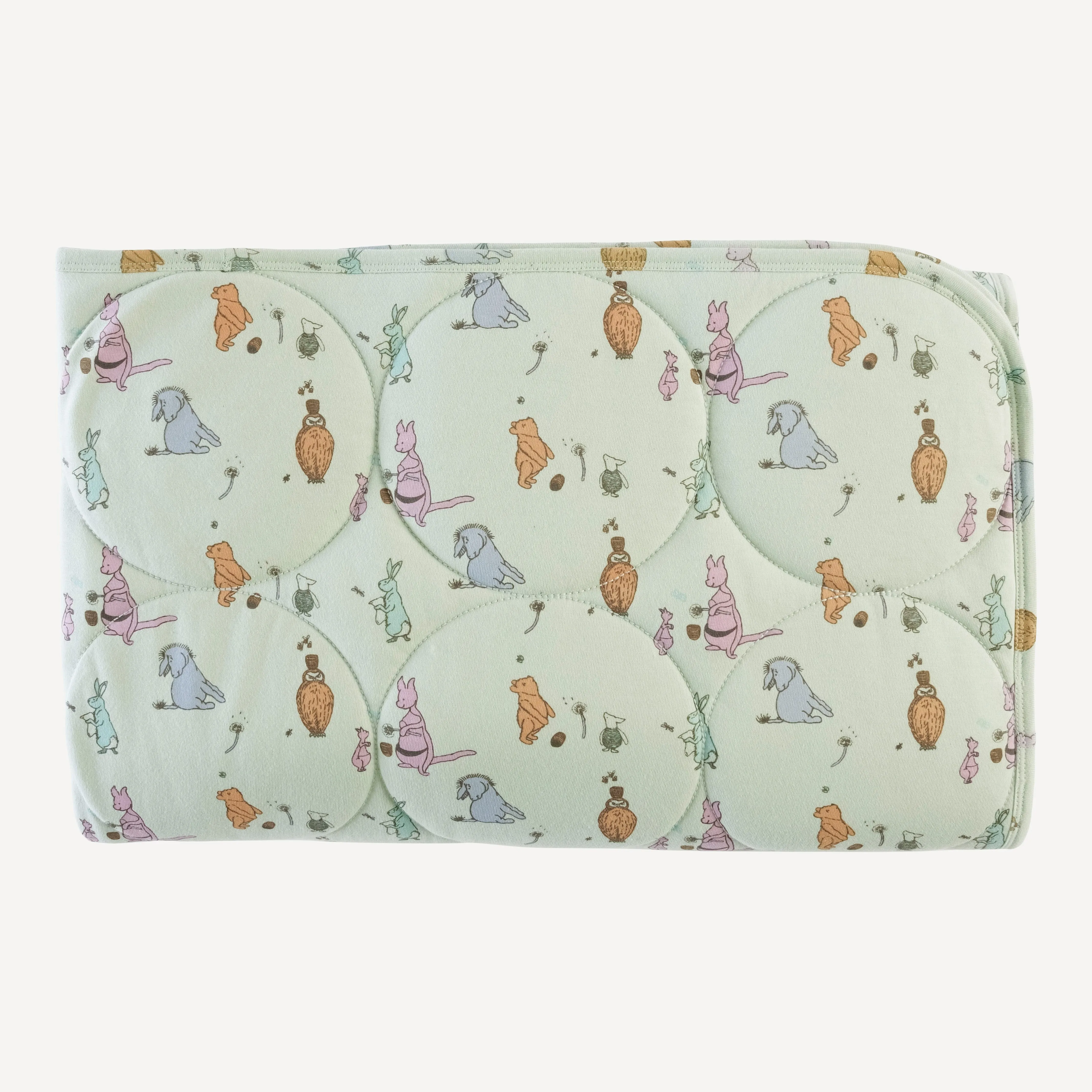 classic circle quilt | foam green pooh   friends | organic cotton jersey