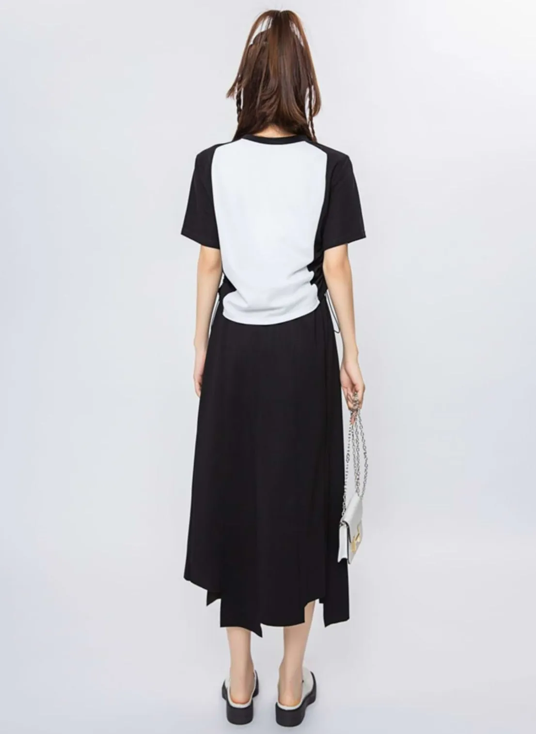 Color Block Ruched Side Short Sleeve Top