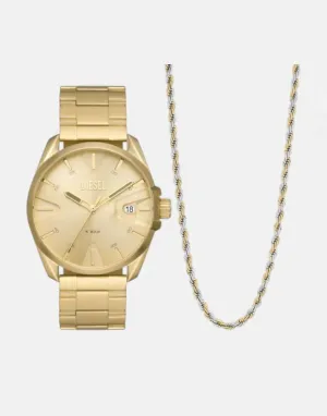 Diesel MS9 Gold Stainless Steel Watch and Chain