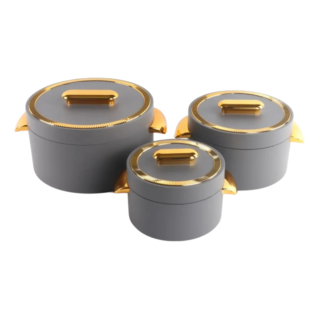 Durable Insulated Luxury Hotpot | Casserole Stainless Steel Hotpot- Set of 3