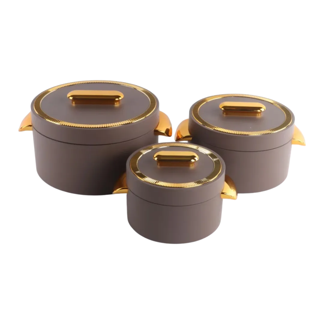 Durable Insulated Luxury Hotpot | Casserole Stainless Steel Hotpot- Set of 3
