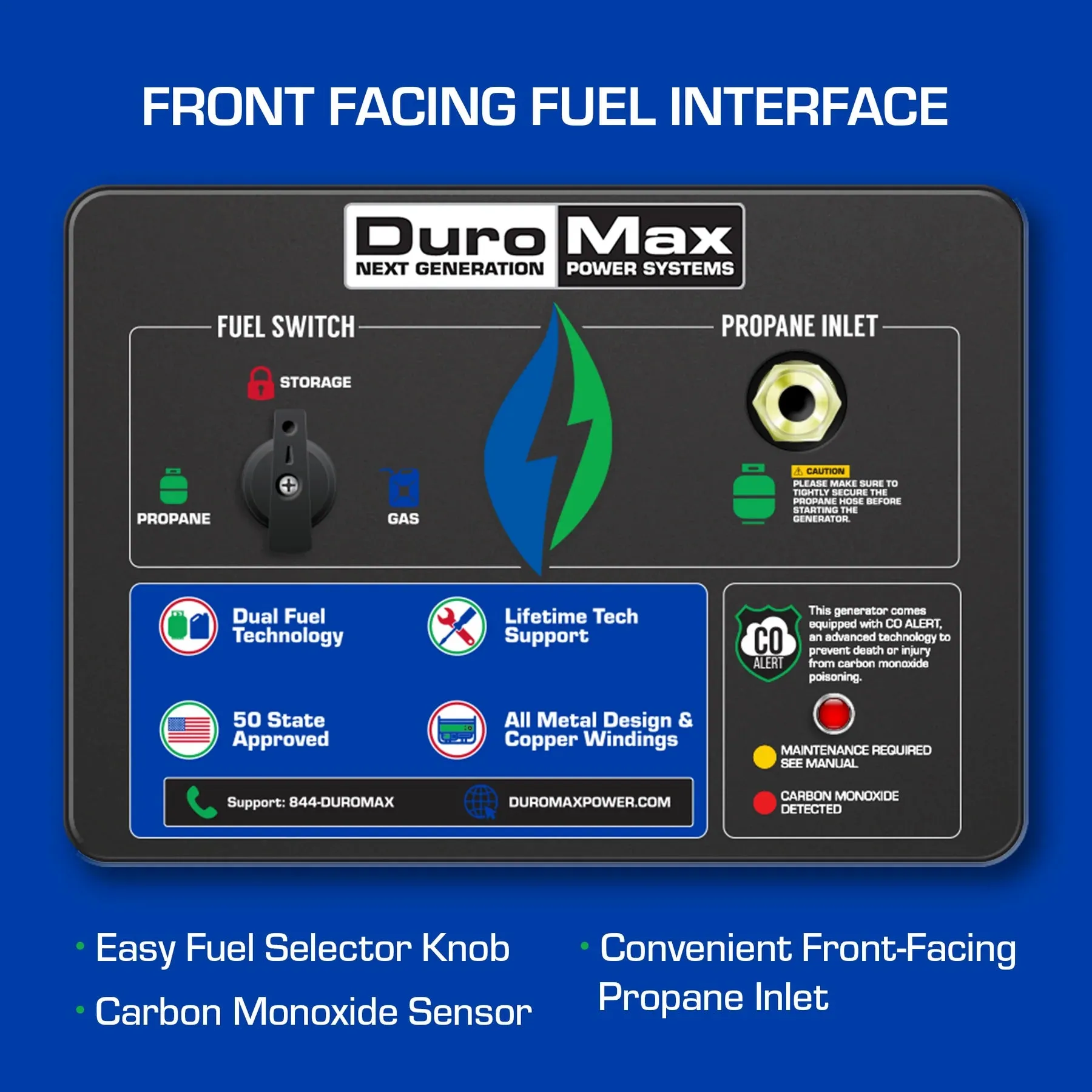 DuroMax XP13000DX 10500W/13000W Dual Fuel Gas Propane Generator with Electric Start and CO Alert New