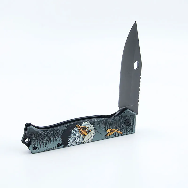 Fa47 Portable Forge Handmade 440C Stainless Steel Hunting Outdoor Camping Survival Folding Knife With Rope