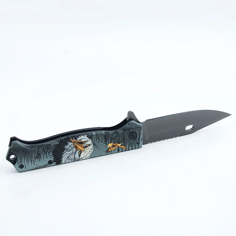 Fa47 Portable Forge Handmade 440C Stainless Steel Hunting Outdoor Camping Survival Folding Knife With Rope