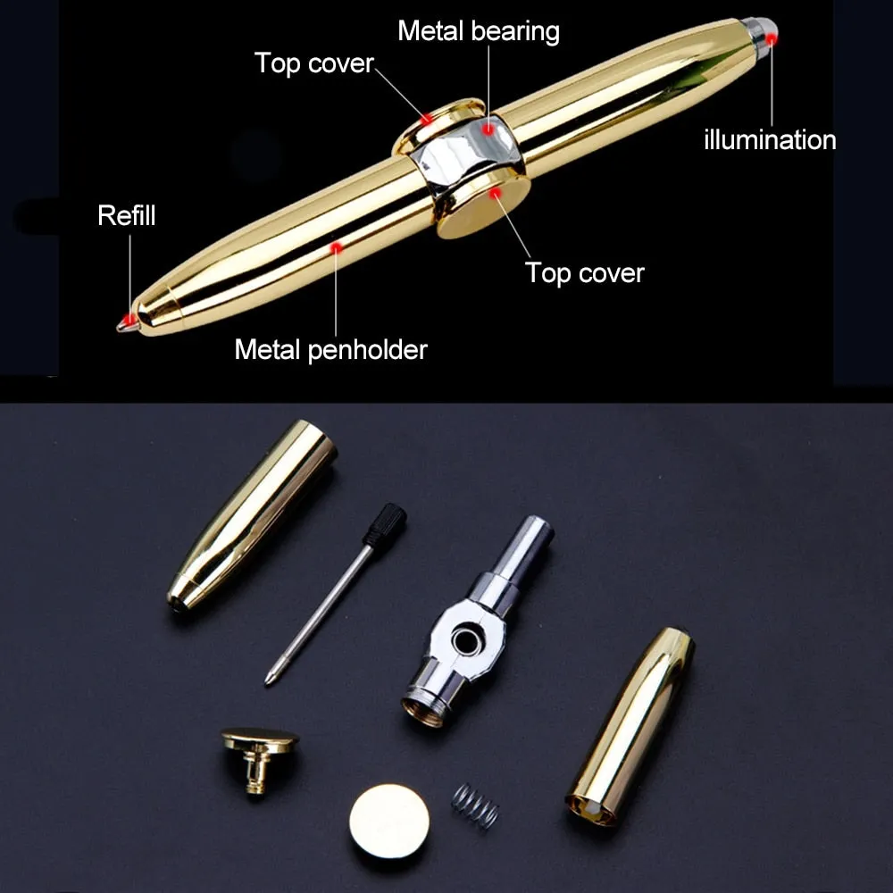 Focused Lens Fidget Spinner Pens with LED Light for Stress and Anxiety Relief