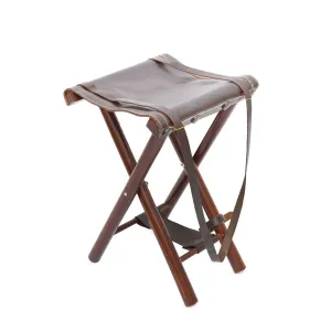 Foldable Leather Camping Stool - Safari-Ready