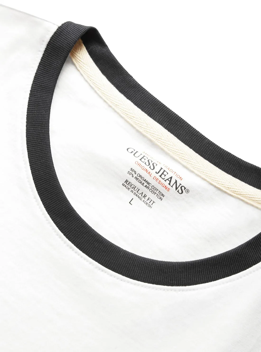 Guess Jeans White Black Trim T-Shirt