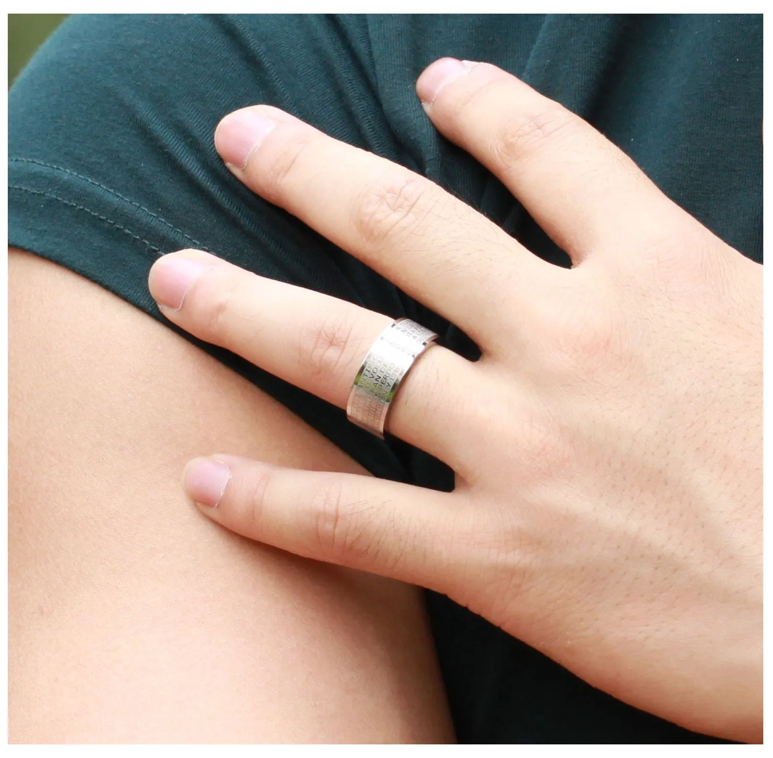 His & Hers Matching Set Bible Cross Couple Rings Wedding Band Set