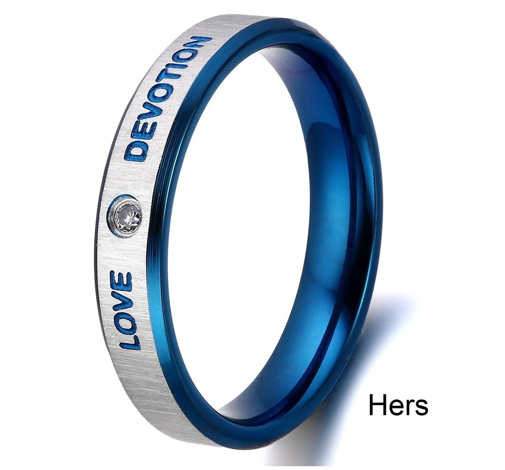 His & Hers Matching Set Love Devotion Couple Rings Wedding Band Set