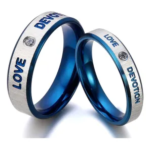 His & Hers Matching Set Love Devotion Couple Rings Wedding Band Set