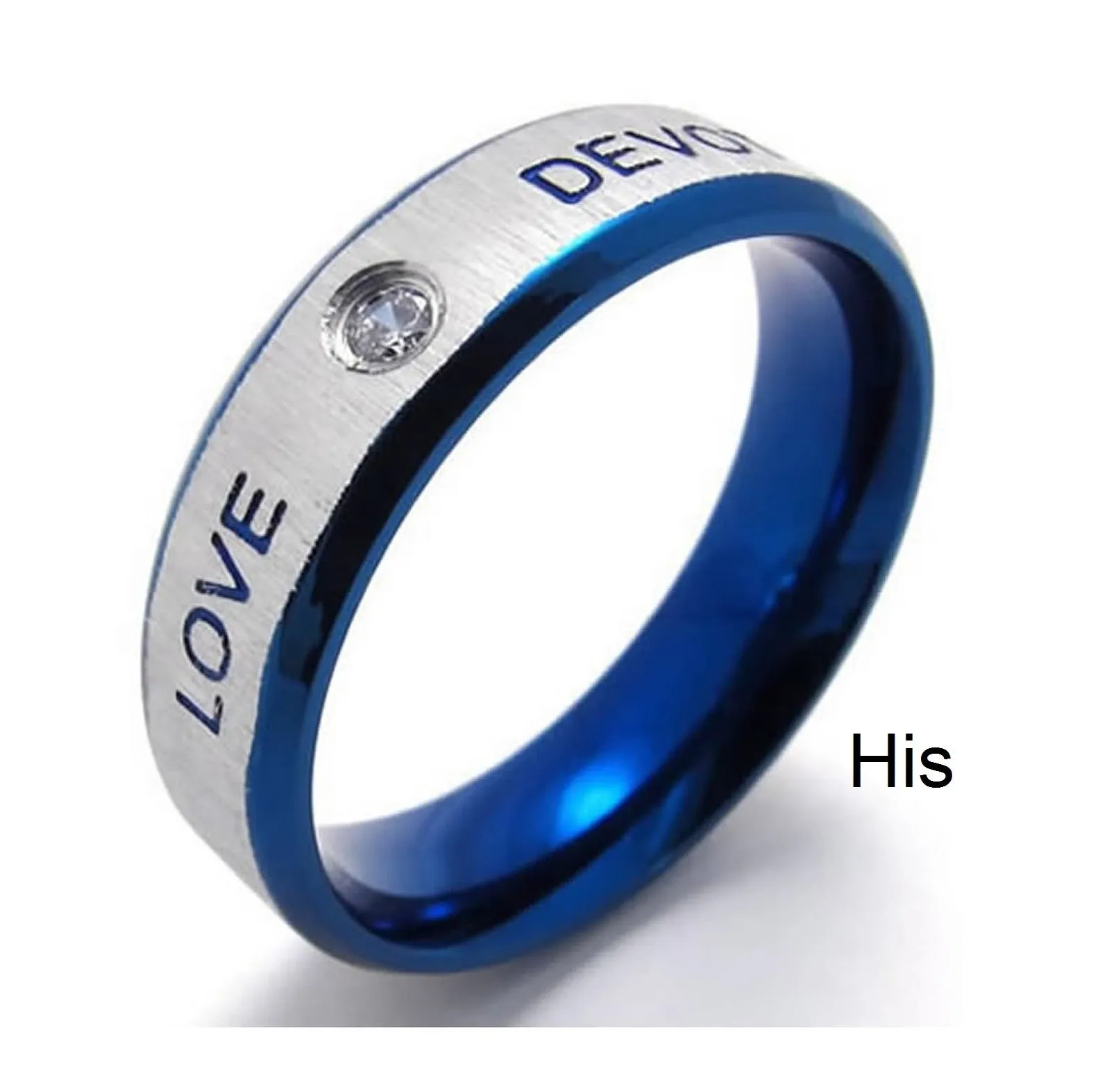 His & Hers Matching Set Love Devotion Couple Rings Wedding Band Set