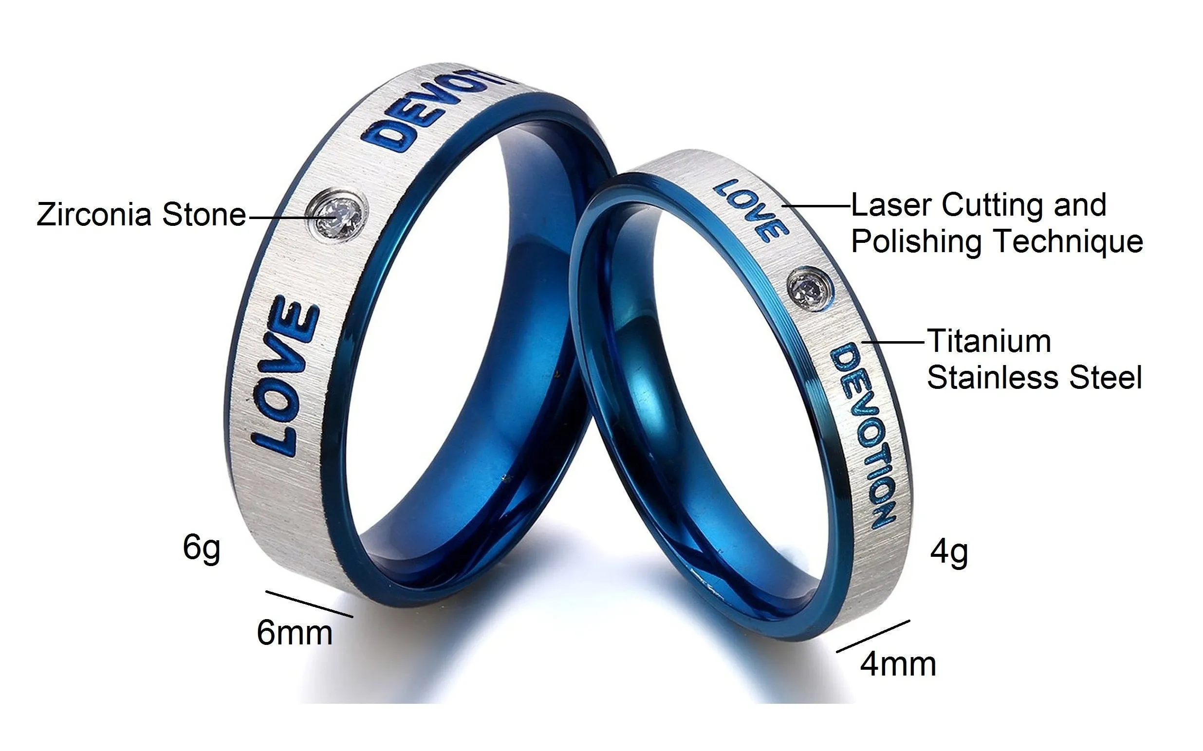 His & Hers Matching Set Love Devotion Couple Rings Wedding Band Set