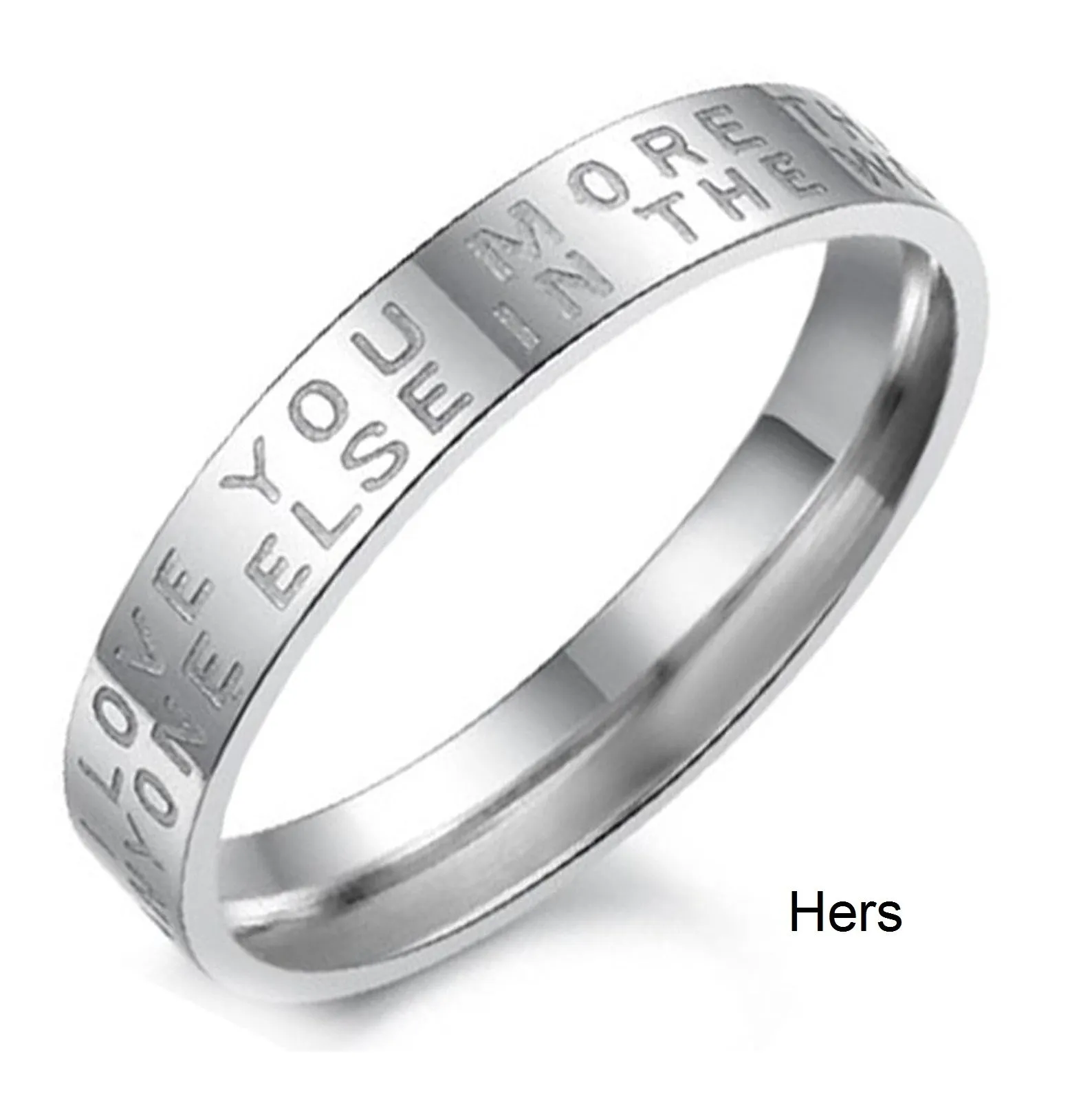 His & Hers Matching Set Love You More than Anyone Else Couple Rings, Wedding Band Set, Valentine, Anniversary, Wedding, Promise, Engagement Ring