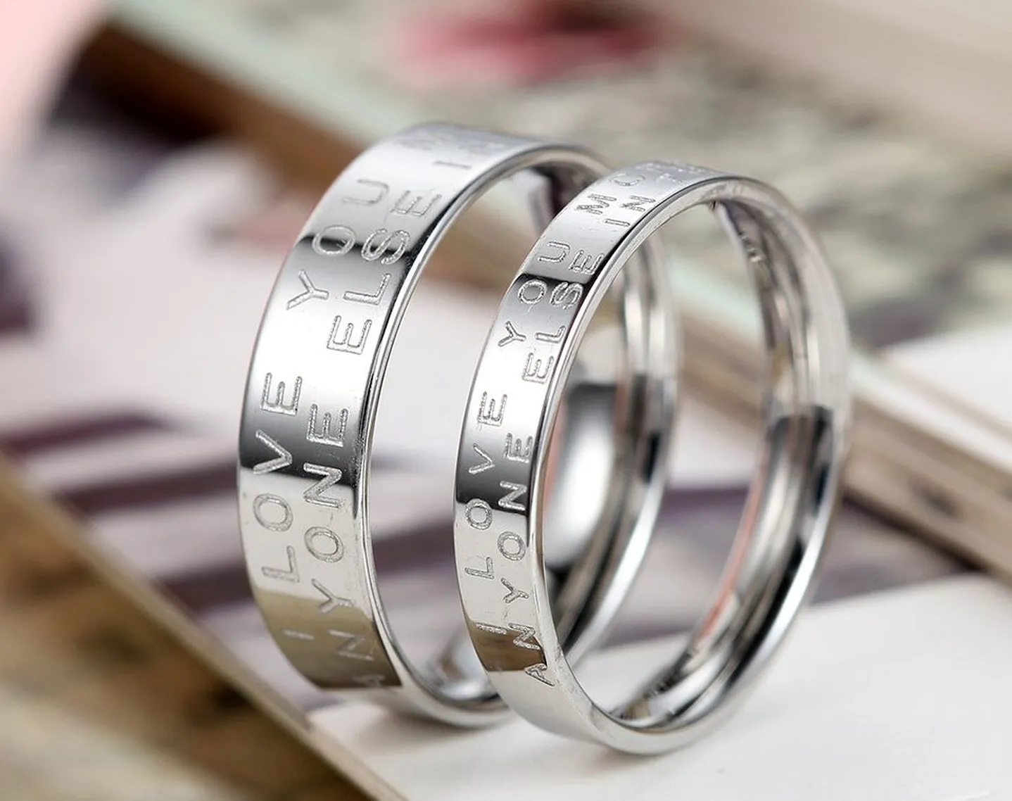 His & Hers Matching Set Love You More than Anyone Else Couple Rings, Wedding Band Set, Valentine, Anniversary, Wedding, Promise, Engagement Ring