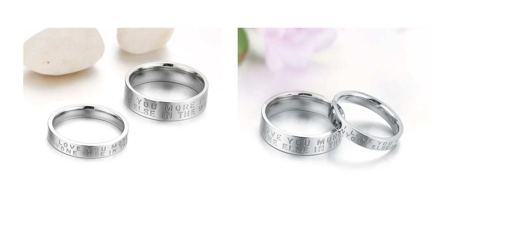 His & Hers Matching Set Love You More than Anyone Else Couple Rings, Wedding Band Set, Valentine, Anniversary, Wedding, Promise, Engagement Ring