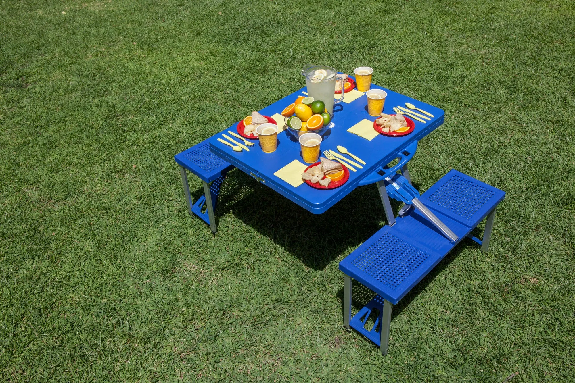 Illinois Fighting Illini Football Field - Picnic Table Portable Folding Table with Seats