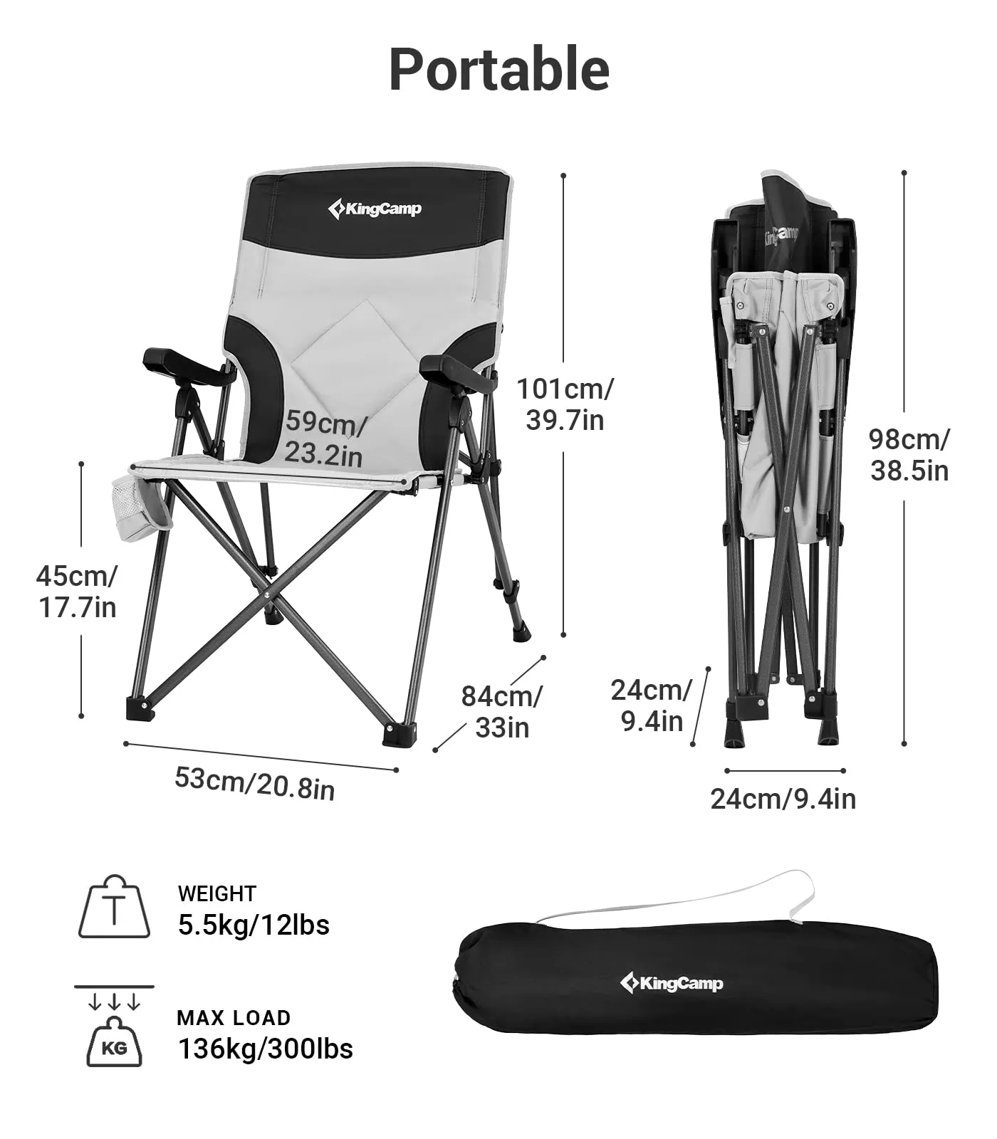 KingCamp Adjustable Heavy Duty High Back Chairs