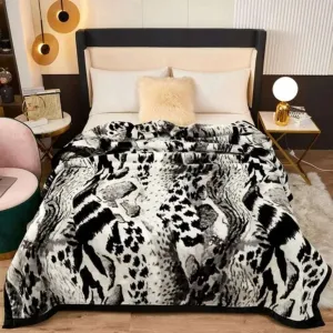 Leopard Print Double Layer Fleece Throw Blankets