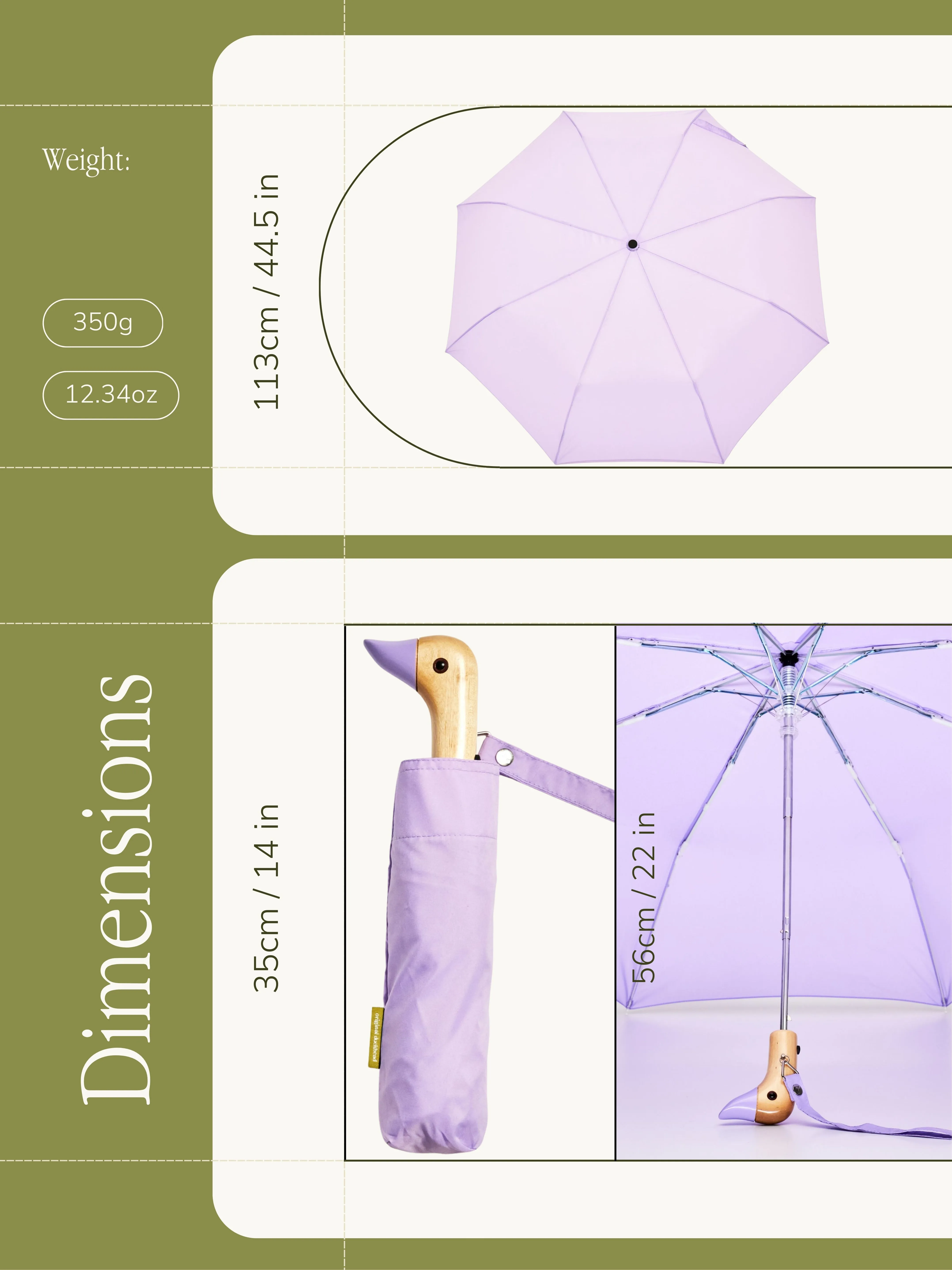 Lilac Eco-Friendly Compact Duck Umbrella