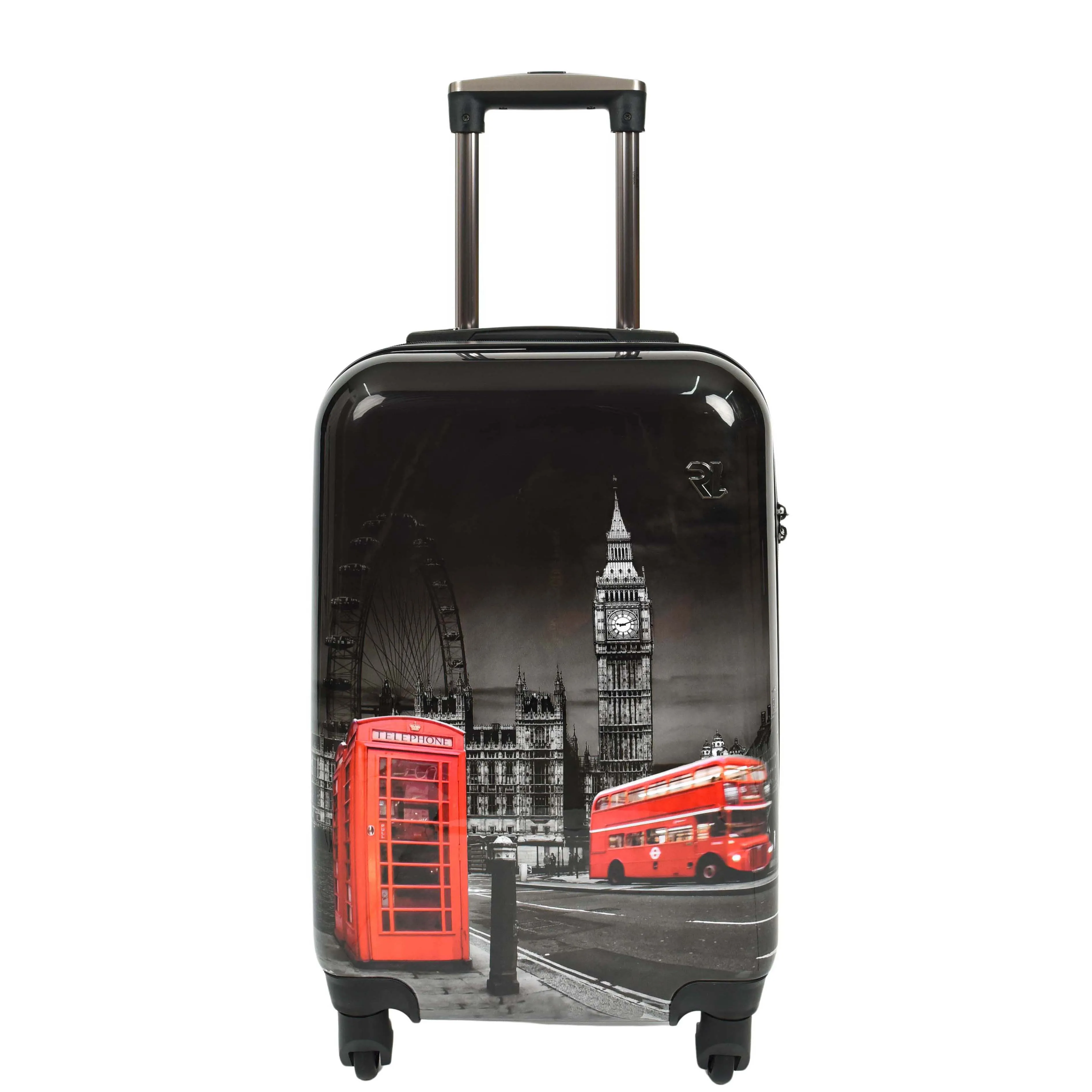 London Night Print Hard Shell Four Wheel Luggage Black Tucana