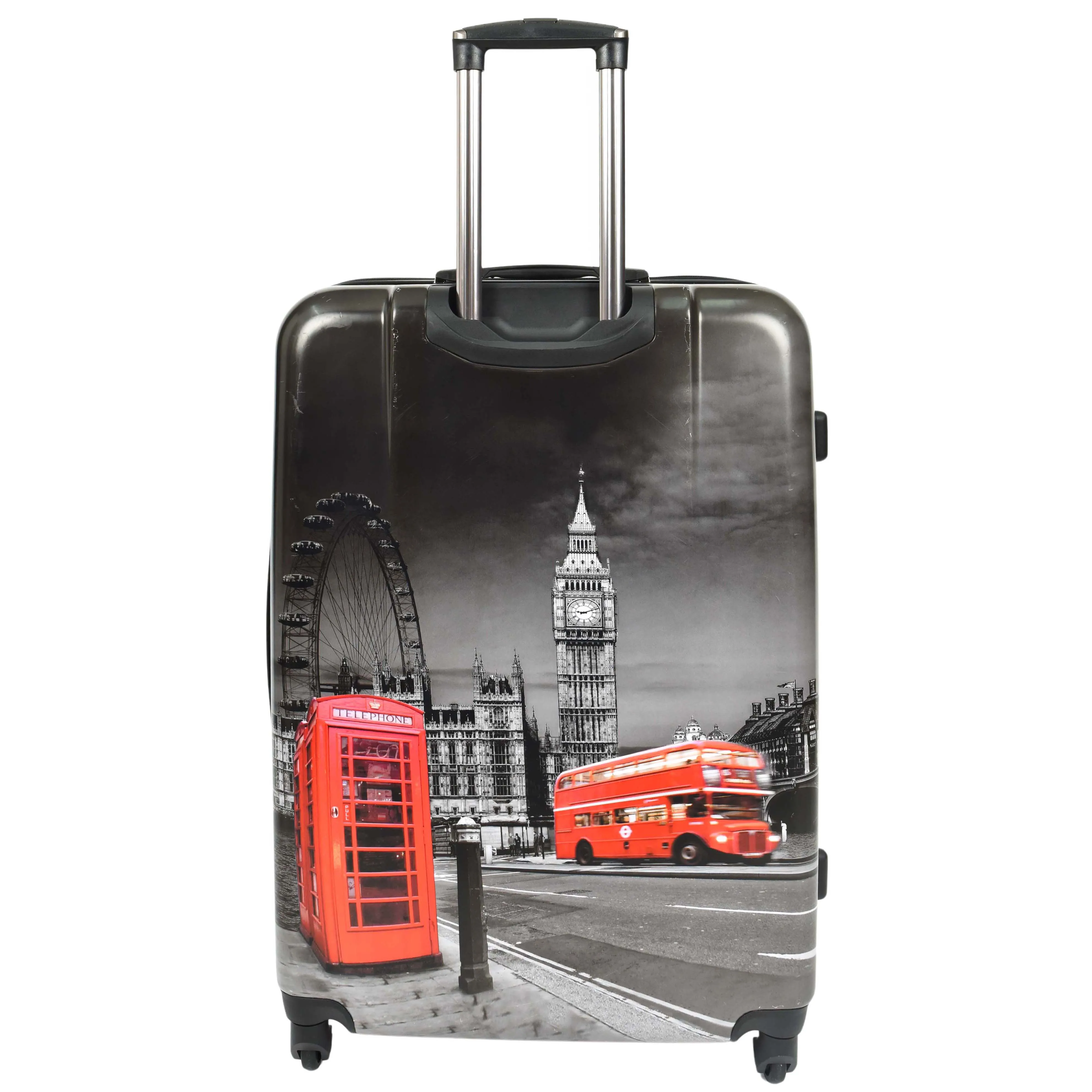 London Night Print Hard Shell Four Wheel Luggage Black Tucana