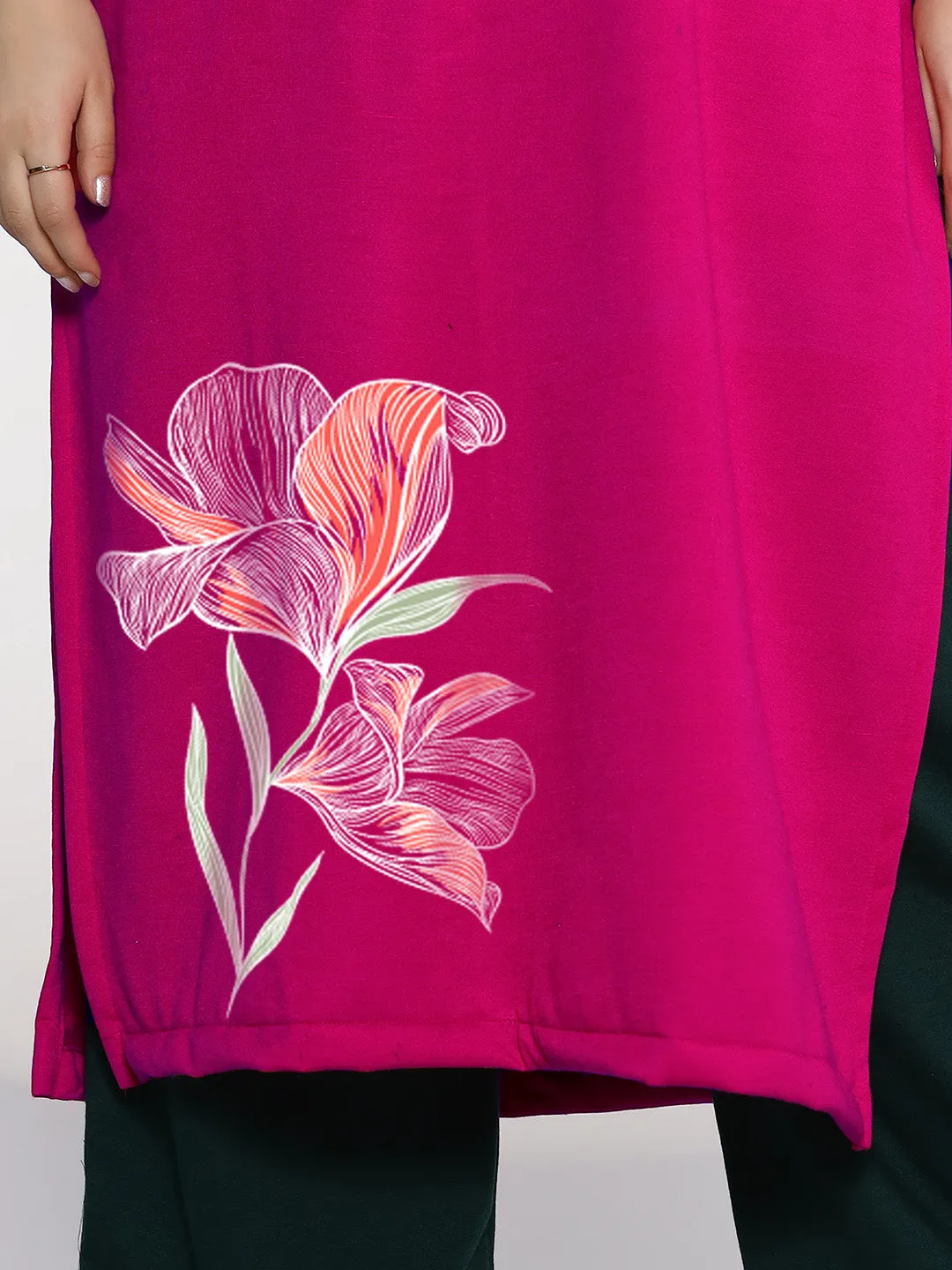 Magenta Fleece LongKurta - HazelFrost