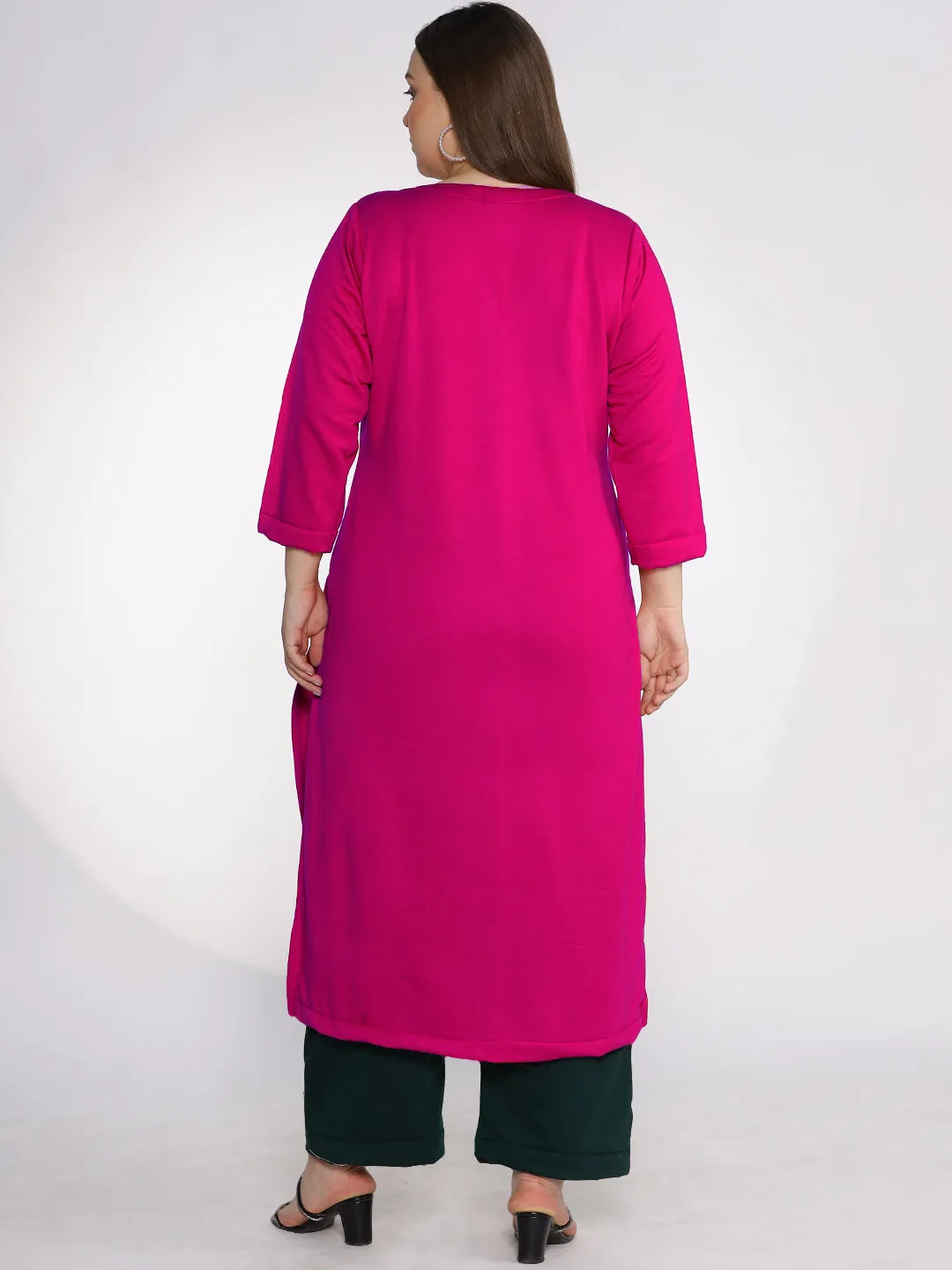 Magenta Fleece LongKurta - HazelFrost