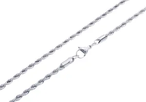 Mens 3mm Stainless Steel Rope Chain Necklace