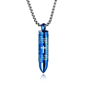 Men's Fashion Blue Bullet Pendant Necklace