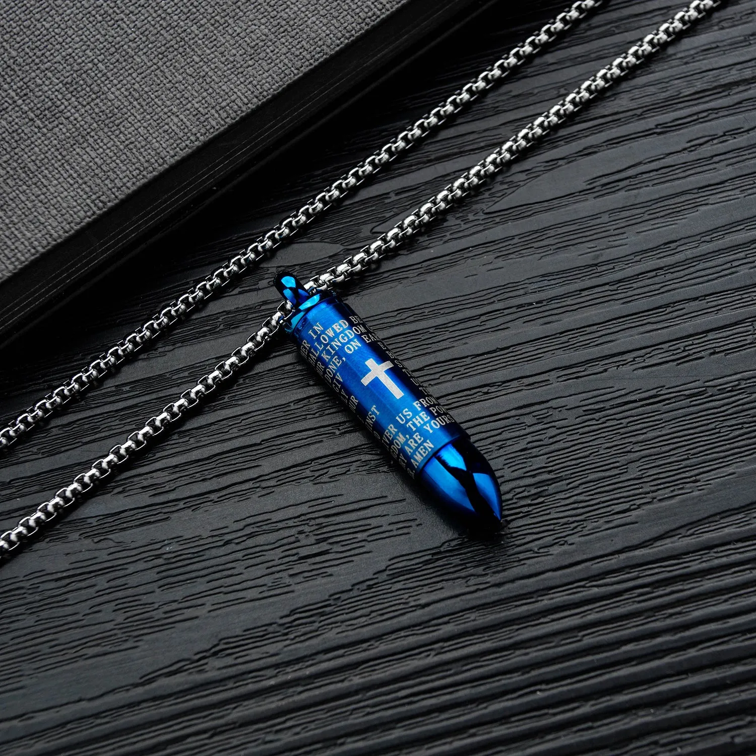 Men's Fashion Blue Bullet Pendant Necklace