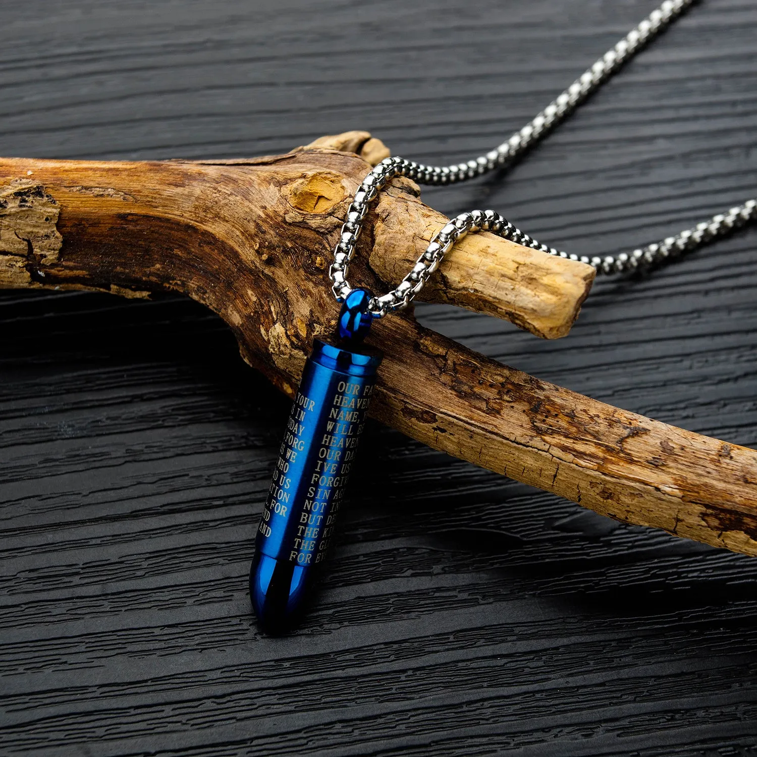 Men's Fashion Blue Bullet Pendant Necklace