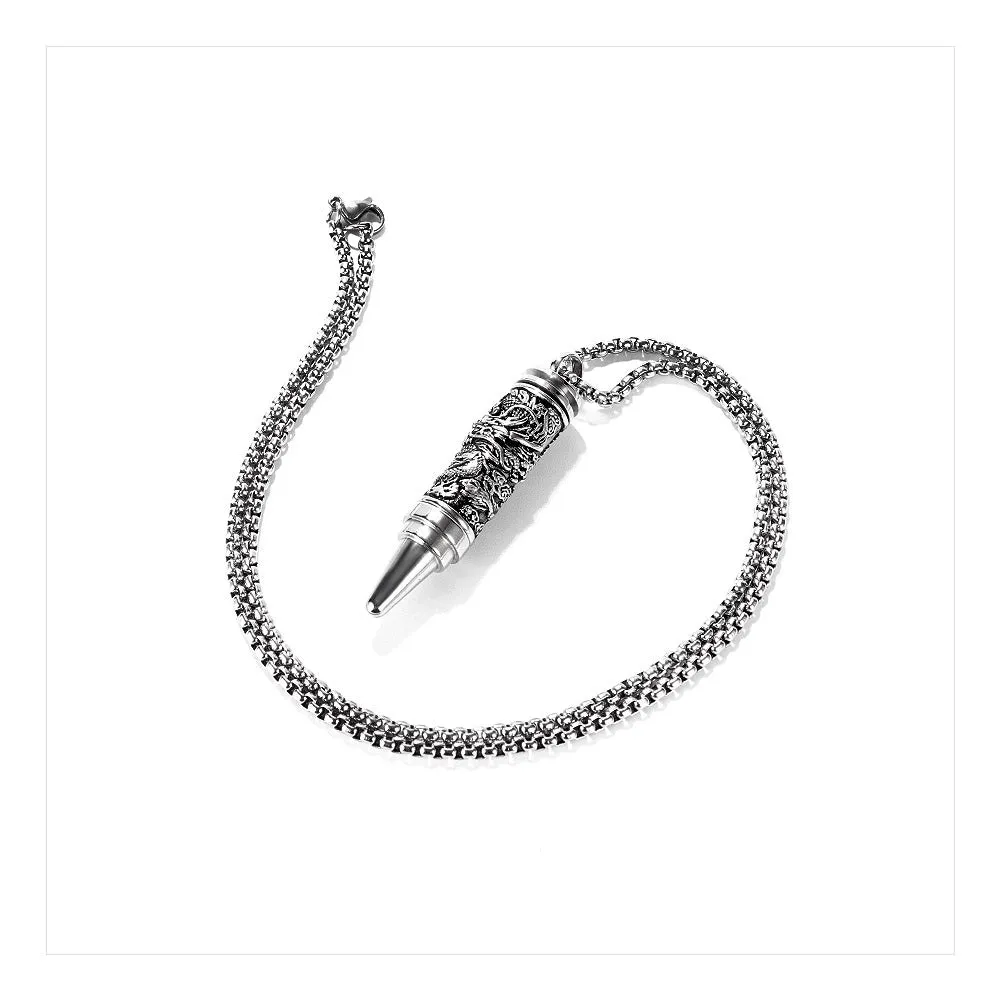 Men's Fashion Dragon Lucky Bullet Hip Hop Pendant Necklace