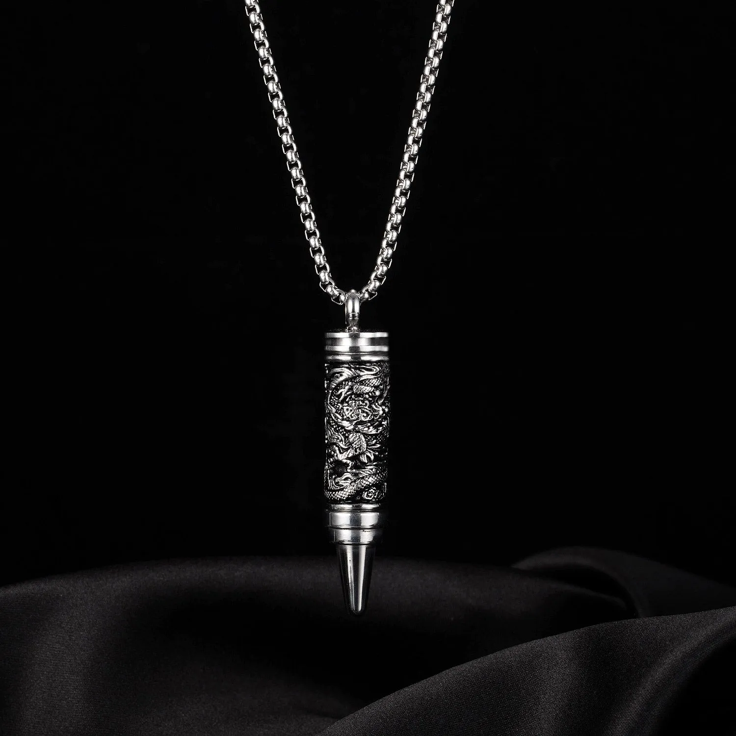 Men's Fashion Dragon Lucky Bullet Hip Hop Pendant Necklace