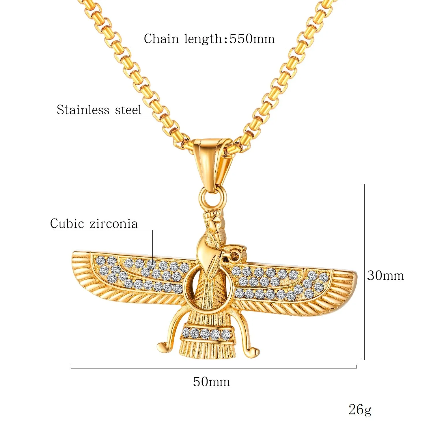 Men's Fashion Hip Hop Eagle Pendant Necklace
