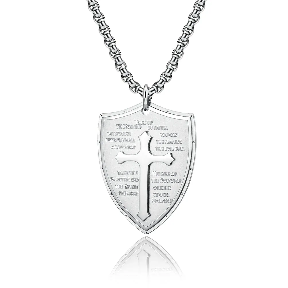 Men's Fashion Shield of Faith Pendant Necklace