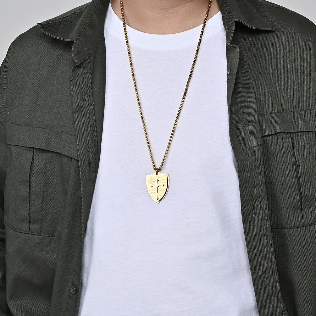 Men's Fashion Shield of Faith Pendant Necklace