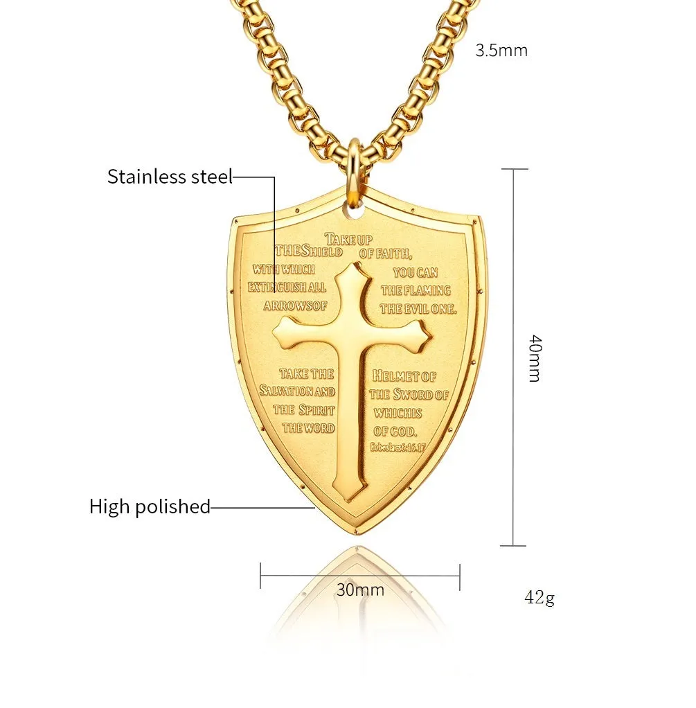 Men's Fashion Shield of Faith Pendant Necklace