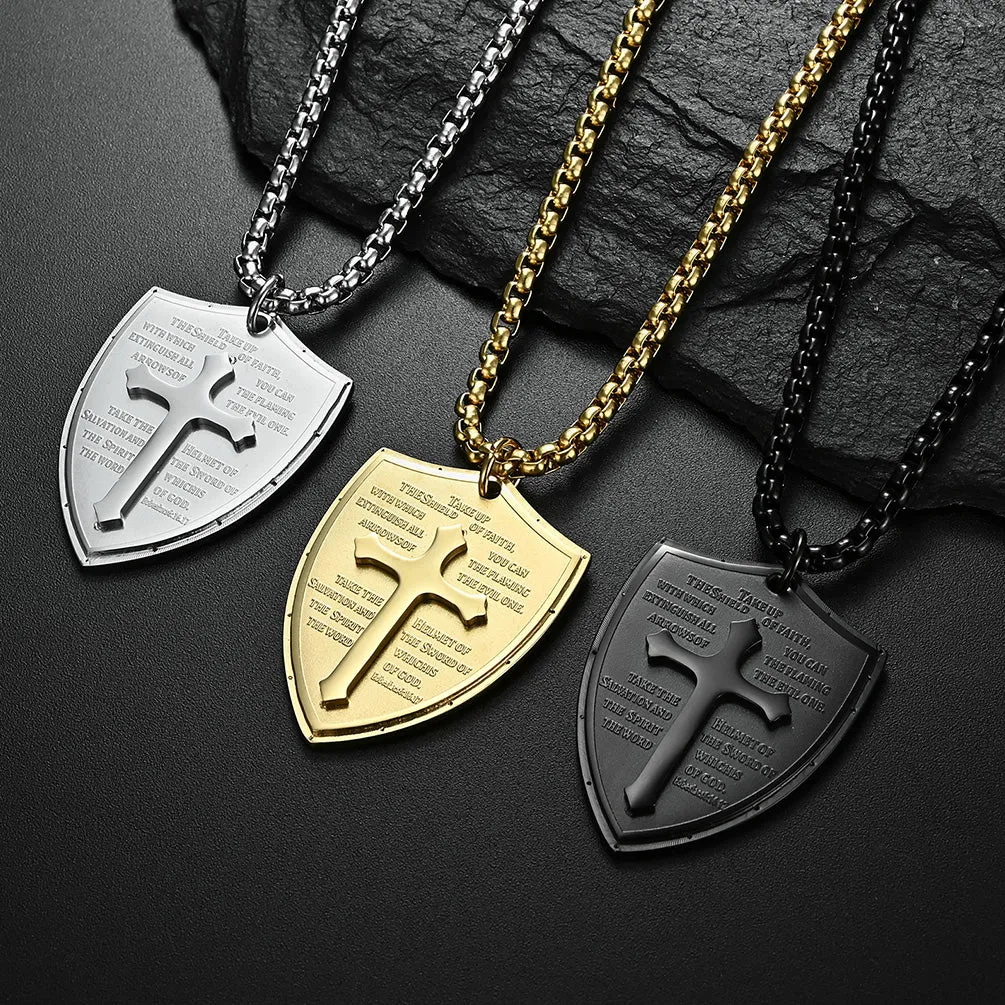Men's Fashion Shield of Faith Pendant Necklace